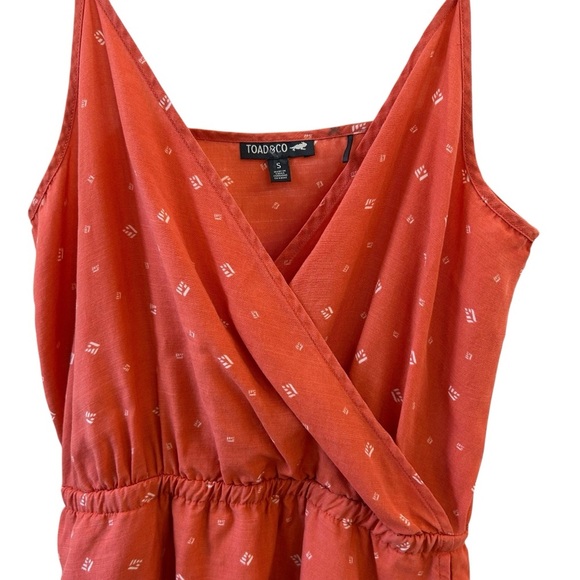 Toad&Co Women's Orange Coral Hillrose Sleeveless Tencel Faux Wrap Dress Small - Picture 3 of 12
